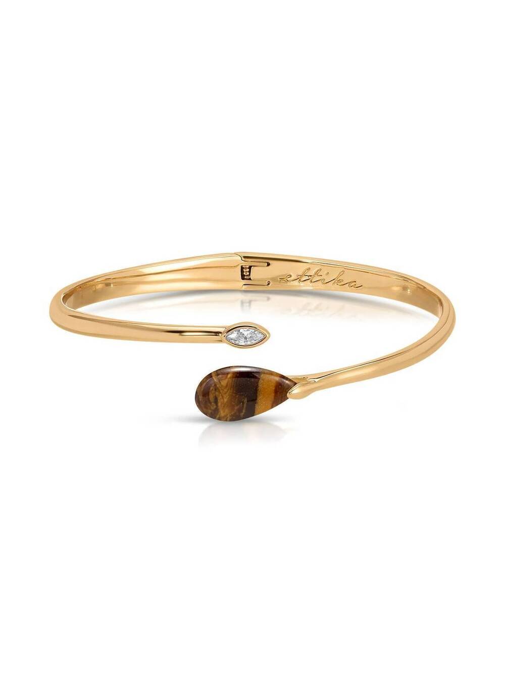 NEW ETTIKA women's tiger's eye solstice cuff in gold